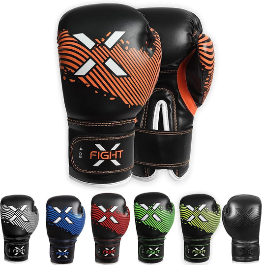 FightX Kids Boxing Gloves for 3-8 Years 4 6 Oz Training MMA Boys Girls Kickboxing Punching Gloves for Training Punching Bag Muay Thai MMA (Orange 4oz)