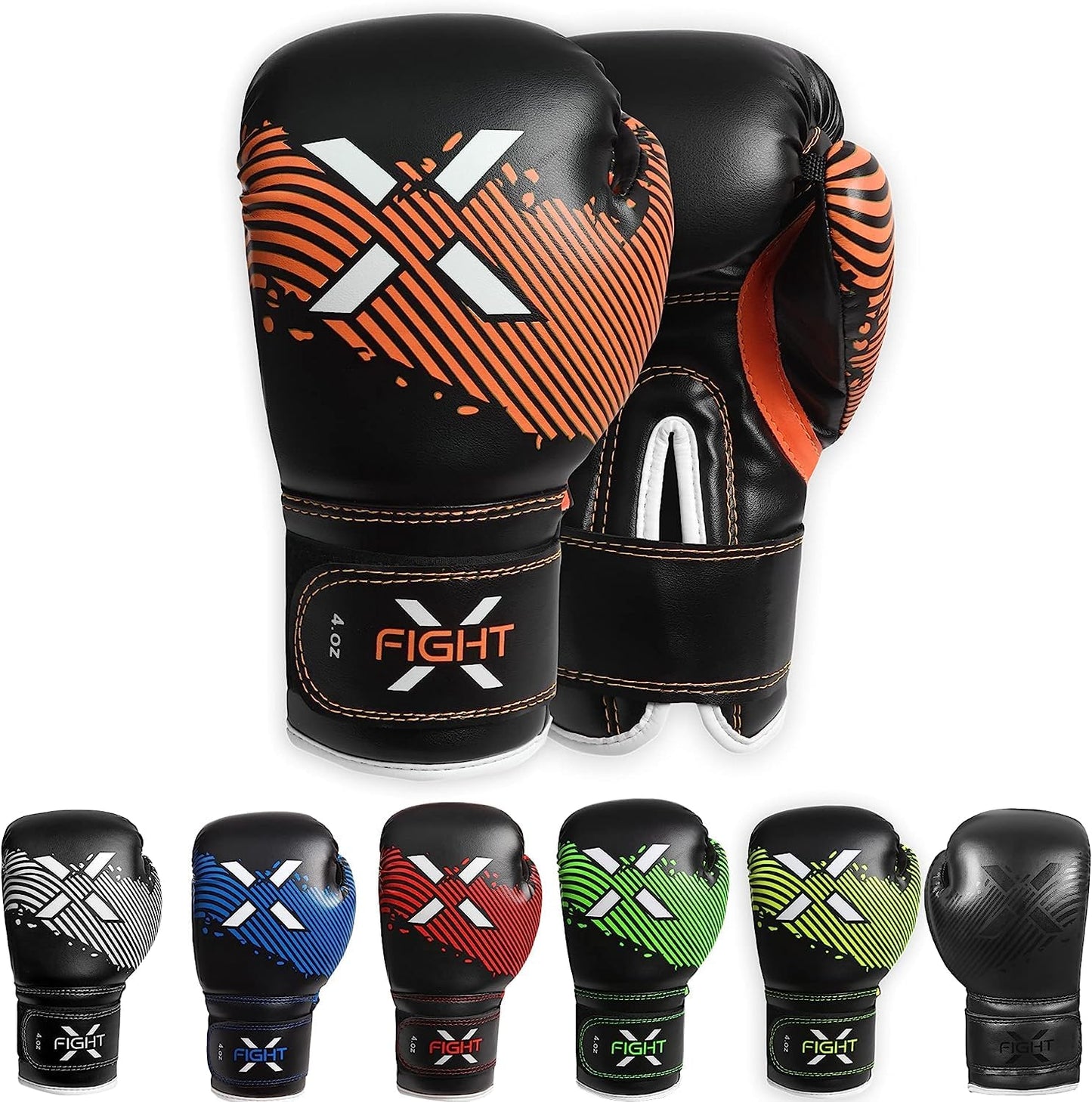 FightX Kids Boxing Gloves for 3-8 Years 4 6 Oz Training MMA Boys Girls Kickboxing Punching Gloves for Training Punching Bag Muay Thai MMA (Orange 4oz)
