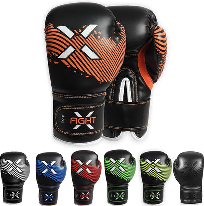 FightX Kids Boxing Gloves for 3-8 Years 4 6 Oz Training MMA Boys Girls Kickboxing Punching Gloves for Training Punching Bag Muay Thai MMA (Orange 4oz)