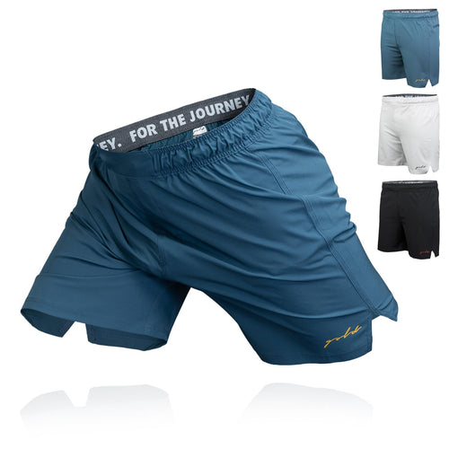 Gold BJJ Airflex Jiu Jitsu Shorts - Fight Short for No Gi Wrestling MMA & Boxing (Steel Blue XX-Large)
